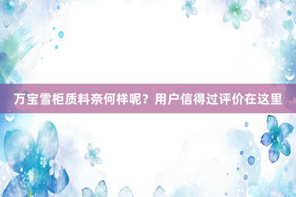 万宝雪柜质料奈何样呢？用户信得过评价在这里